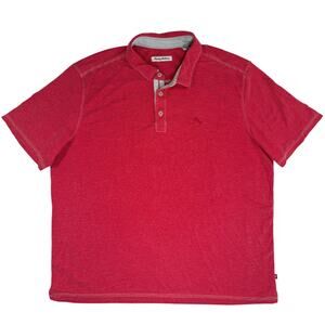 Tommy Bahama Men’s XXL Red Pink Tencel Blend Polo Shirt Casual Golf Top